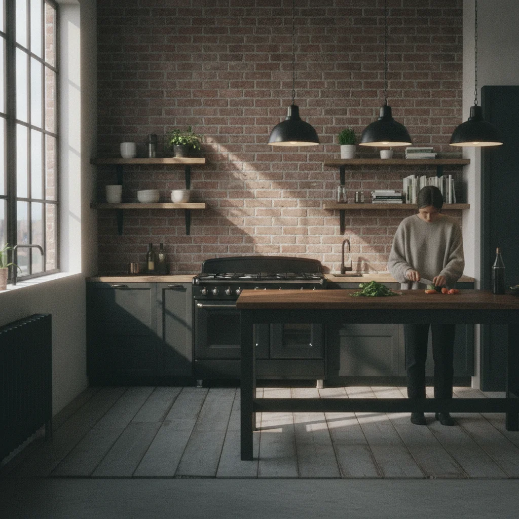 Credence adhesive imitation brique : le style atelier